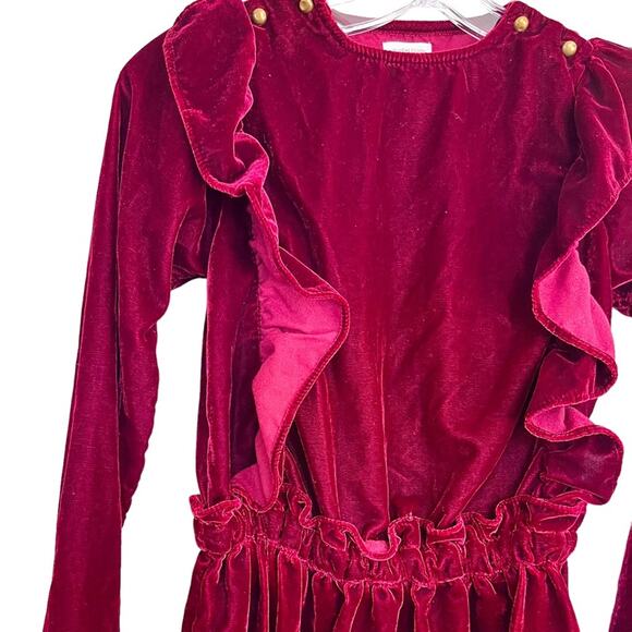 Louis Louise girls burgundy velvet long sleeve dress size 8 - Picture 2 of 9